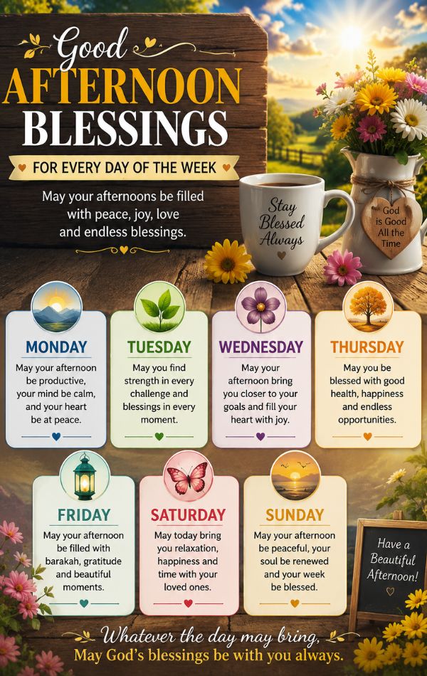 Good Afternoon Blessings for Every Day of the Week