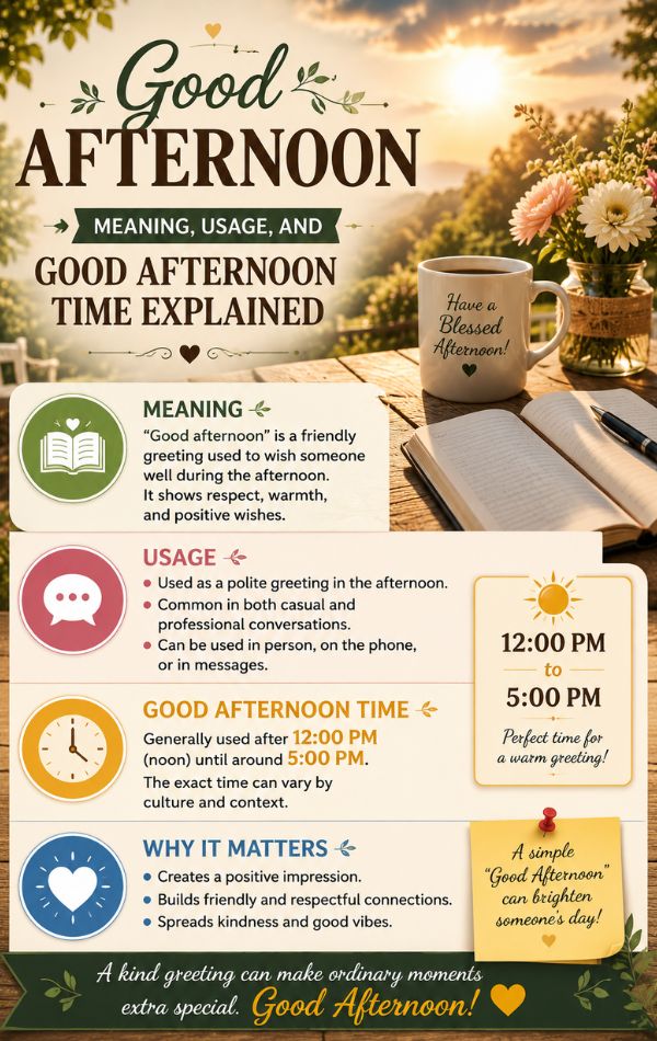 Good Afternoon Meaning, Usage, and Good Afternoon Time Explained