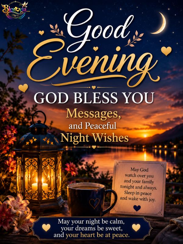 Good Evening, God Bless You Messages, and Peaceful Night Wishes