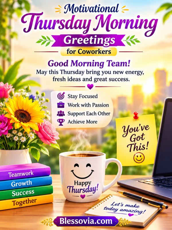Motivational Thursday Morning Greetings for Coworkers