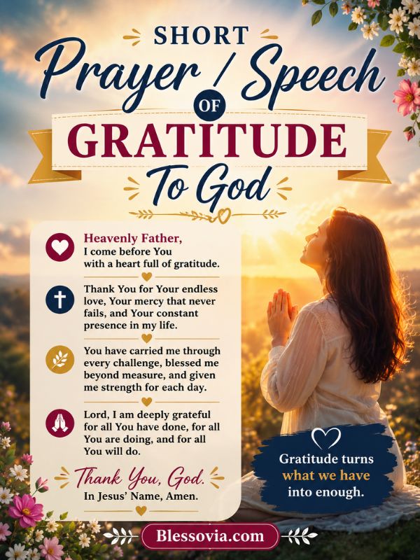 Short Prayer / Speech Of Gratitude To God