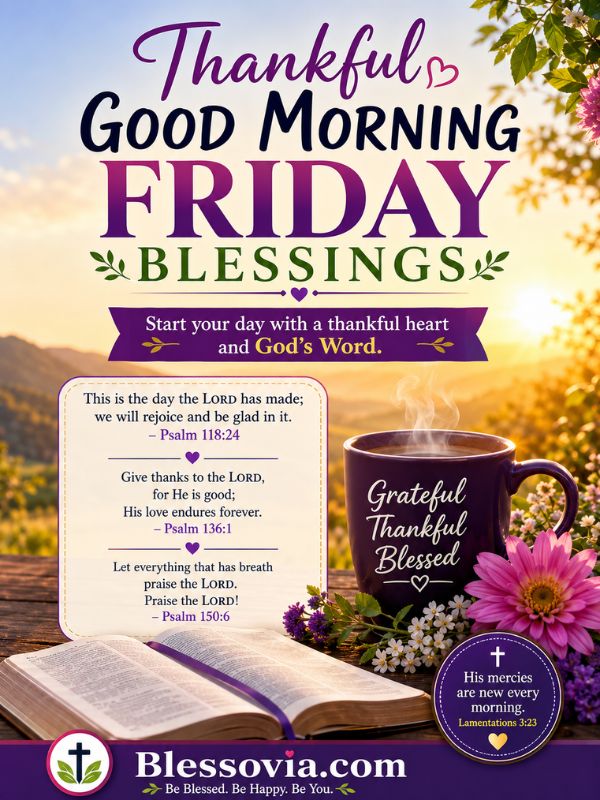 Thankful Good Morning Friday Blessings Bible Verses