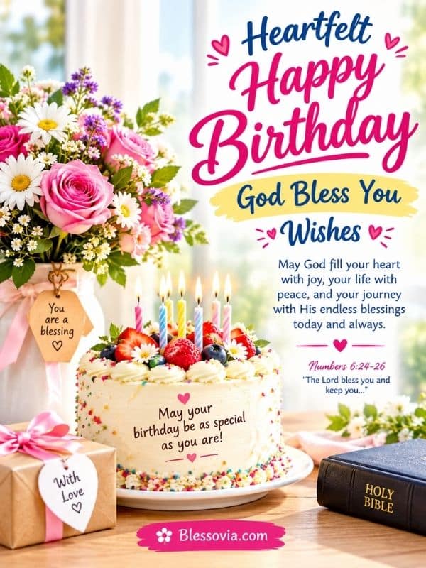 Heartfelt Happy Birthday God Bless You Wishes